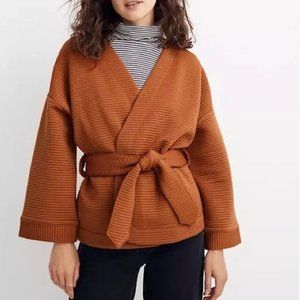 Madewell Texture & Thread Wrap Jacket Quilted Size M in Mustard/Orange